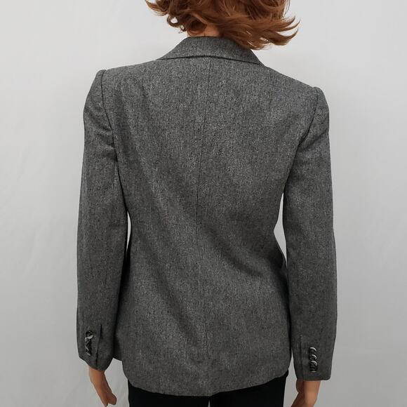 Vintage Union Made 1980s Evan Picone Petite Pure Wool Blend Blazer Jacket Gray S - Picture 8 of 12